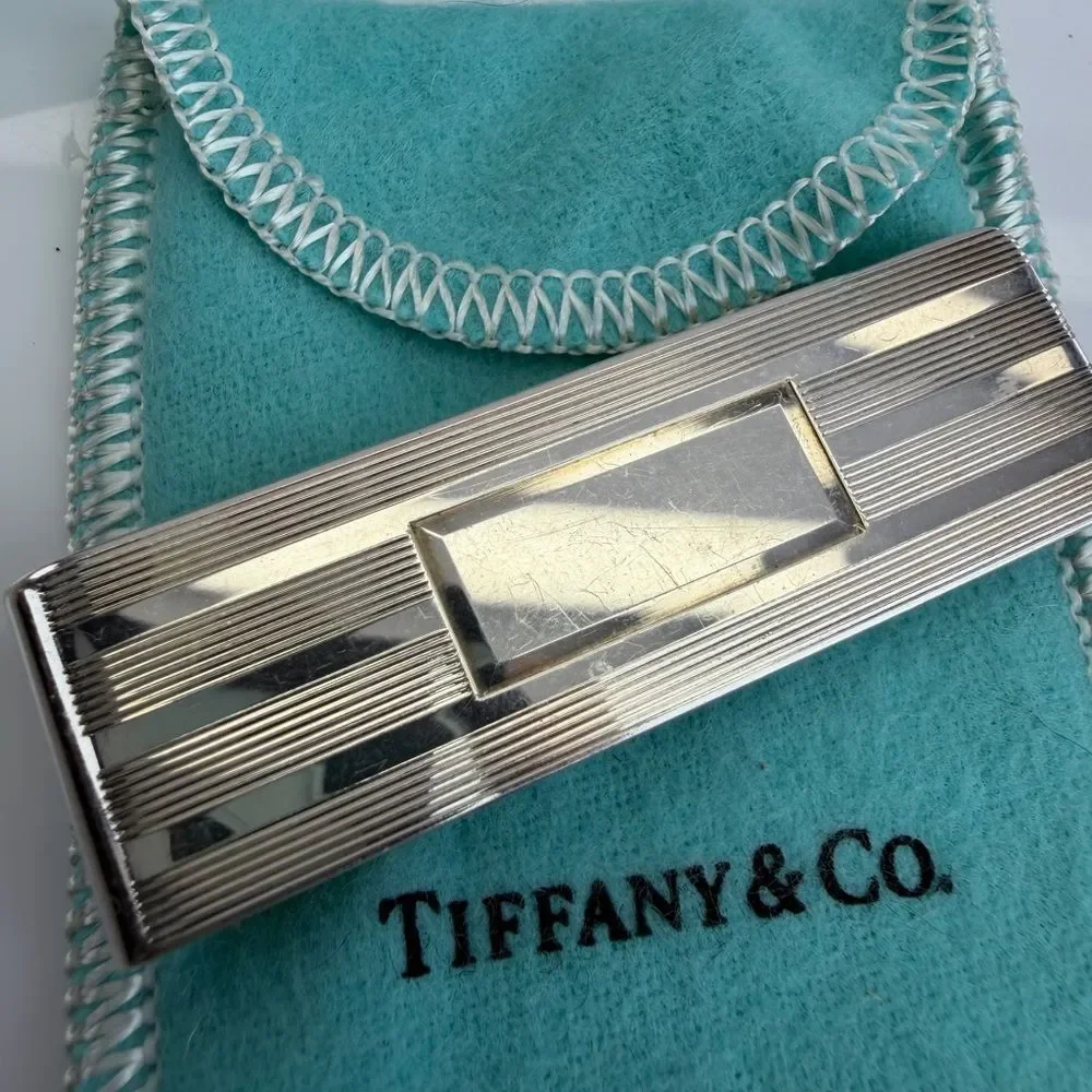 Tiffany & Co Authentic Sterling .925 Silver Pin Stripe Money Clip